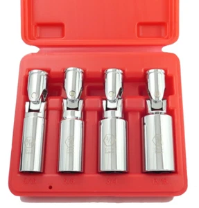 4-Pc. 3/8" Dr. Universal Flex Head Spark Plug Socket Set 3/4" 13/16" 5/8" 9/16" - Picture 1 of 8