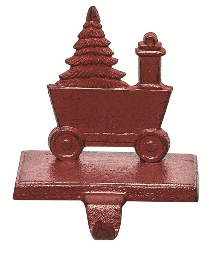TRANSPAC Red Cast Iron Christmas Tree and Lantern Toy Train 6 inches high