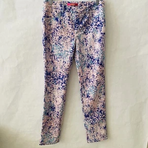Catherine Malandrino Stretch Pants Women 4 Watercolor Belt Loops Back Pockets - Picture 1 of 11