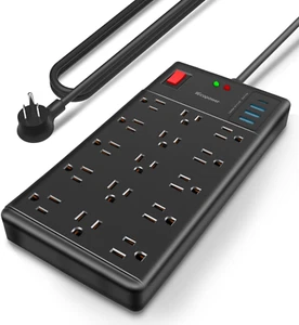 Surge Protector Power Strip-15 Widely Spaced Outlets and 4 USB Ports(1 USB C Por - Picture 1 of 12