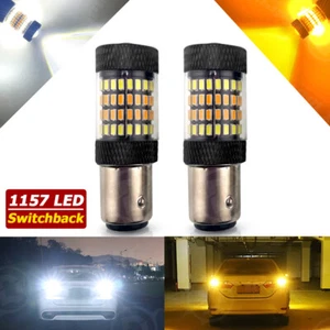 2X 1157 LED White/Amber DRL Switchback Turn Signal Indicator Parking Light Bulbs - Picture 1 of 16