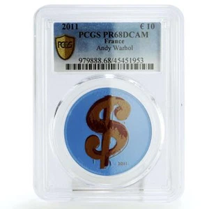 France 10 euro Painter Andy Warhol Making Money Art PR68 PCGS silver coin 2011 - Picture 1 of 2