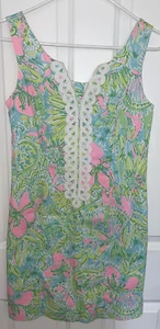 Lilly Pulitzer Multi Corded Lace Detail V-neck Multicolor Shift Dress Size 00 - Picture 1 of 7