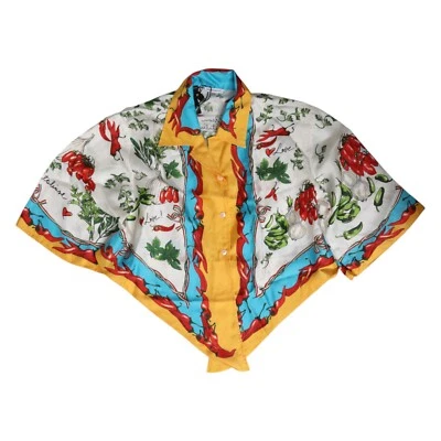 DOLCE & GABBANA Kids Shirt Multicolor Cropped Printed Collared s. Tag 12 750usd - Image 1 of 4