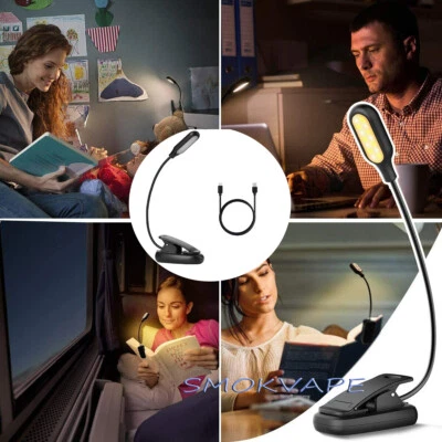 Lámpara de lectura LED regulable con clip de luz de escritorio mesa de noche USB recargable noche Foto 1 de 4
