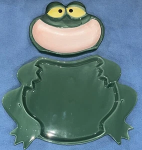 Frog Chip & Dip Plate Serving Dish painted - Picture 1 of 9