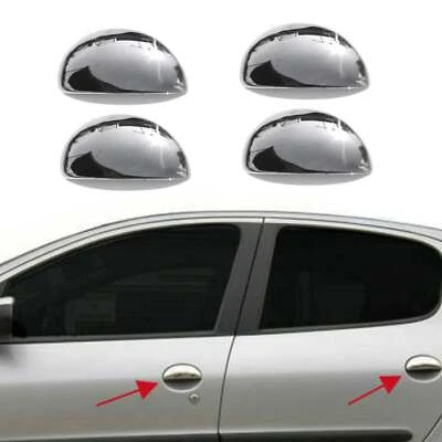 Cover maniglie portiere adesive in acciaio cromo per Toyota Aygo 2005 HB 5P - Immagine 1 di 4