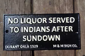 Sin licor para los indios LETRERO divertido metal no esmaltado vaqueros e indios - Imagen 1 de 2