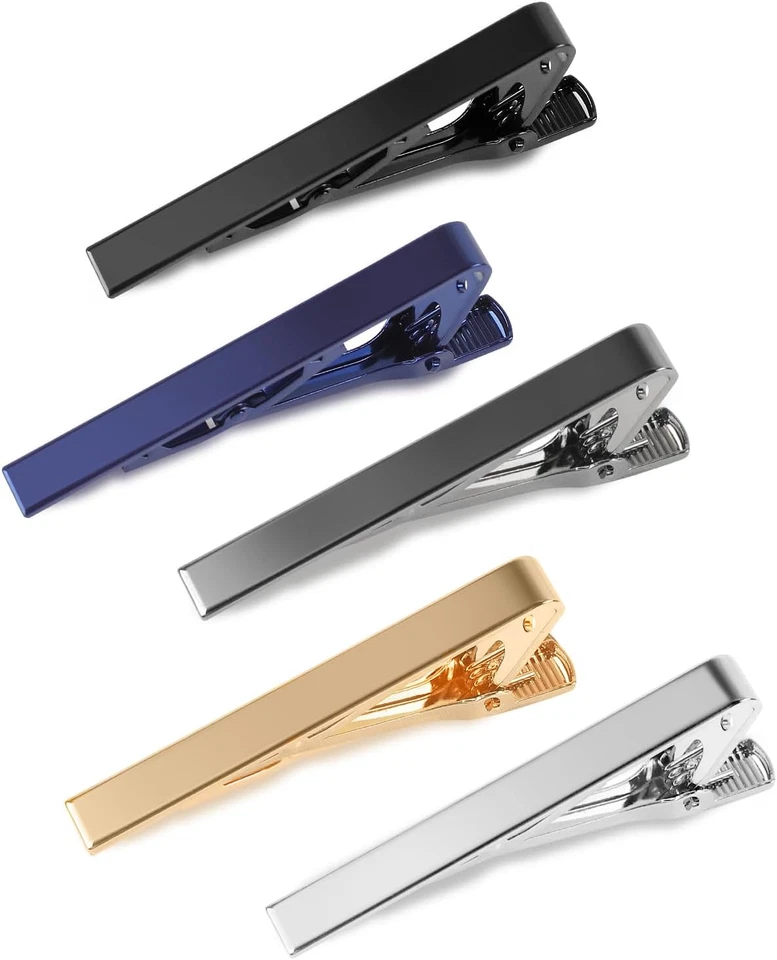 5P Tie Clips For Men, 5 Different Classic Tie Bar, Stainless Steel Tie Clip for - Image 1 of 4