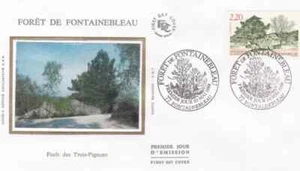 FRANCE FONTAINEBLEAU FOREST 1989 MARQUE DEPOSEE SILK CACHET FDC UNADDR - Picture 1 of 1