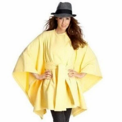 Rachel Zoe Cape Coat Size 2X Yellow Poly Blend Belted Plus Size - Image 1 of 4