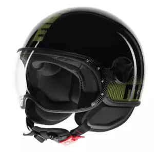 MOMO DESIGN HELMET FGTR CLASSIC STRIPES GLOSSY BLACK BLACK / YELLOW YELLOW - Picture 1 of 3