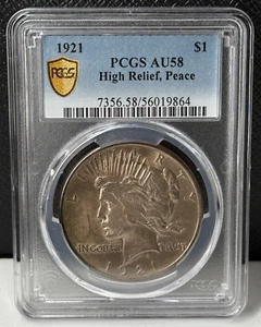 1921 Peace Dollar PCGS AU 58 - Picture 1 of 2