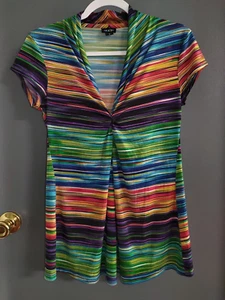 Olian Damen Medium Pullover V-Ausschnitt Oberteil Mehrfarbig Viskose Elasthan Hergestellt in den USA - Bild 1 von 10