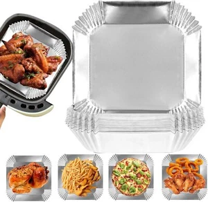 100 Stück Luft Friteuse Einlagen 6,3" Quadrat Antihaft Einweg Aluminiumfolie Blätter - Bild 1 von 3