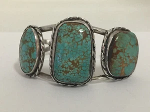 Indianer großes breites Türkis Armreif Armband Sterlingsilber - Bild 1 von 7