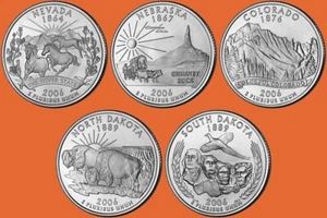 P State Quarters 2006 ~ juego de 5 monedas ~ sin circular estado como nuevo 25c coleccionable - Imagen 1 de 2
