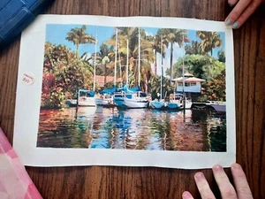 Marina Print of Original Painting on canvas - Picture 1 of 3
