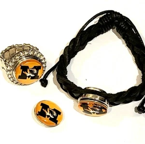 Mizzou Tigers Snap Jewelry Various styles Ring, Bracelet, SNAP - Picture 1 of 11