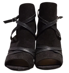 Christian Siriano Zapatos Tacón Alto Botín/Sandalia - Punta Abierta - Negro - Talla 8W. - Imagen 1 de 7