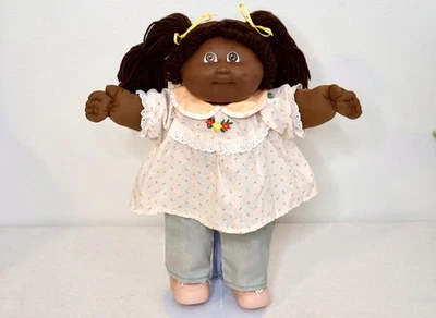 1982 Cabbage Patch Kid boneca afro-americana menina negra tranças covinha vintage HM3 - Imagem 1 de 4