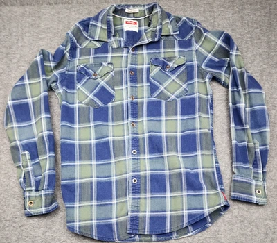 Wrangler Button Up Men's Small Blue and Green Plaid Long Sleeve Shirt - Image 1 of 4