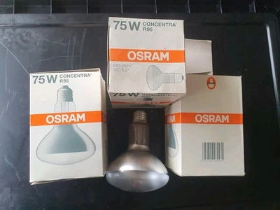 3 X Osram Concentra R95 75W Spotlight Reflector Bulb Light ES E27  - Image 1 of 4