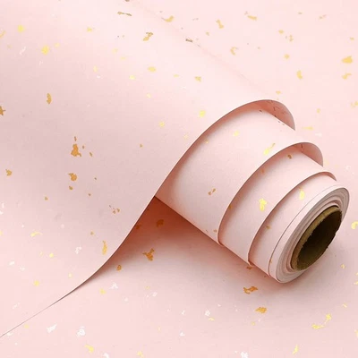 Pink Gold Wrapping Paper, 43cm X 10m Pink Wrapping Paper Roll for Birthday Baby - Image 1 of 4