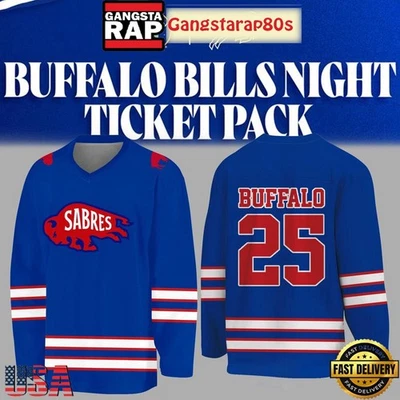 Personalized Buffalo Bills x Buffalo Sabres Night 2025 Hockey Shirt Fan Gear - Image 1 of 4