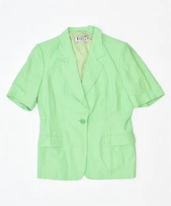 MARELLA Womens Short Sleeve 1 Button Blazer Jacket UK 16 Large Green Linen EO08 - Picture 1 of 6