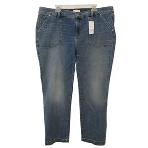 Pantalones de mezclilla para mujer Lane Bryant calce exclusivo tiro medio recto talla 24 lavado medio nuevos con etiquetas - Imagen 1 de 10