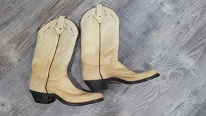 Vintage handgefertigte durchgehende Cowboystiefel Herren 10D hellbraun Leder Western - Bild 1 von 9