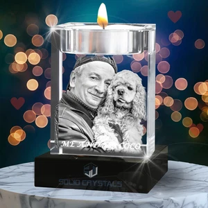 In Erinnerung an Geschenk für Papa - 3D Kerze Fotokristall + personalisiert mit Bild - Bild 1 von 7