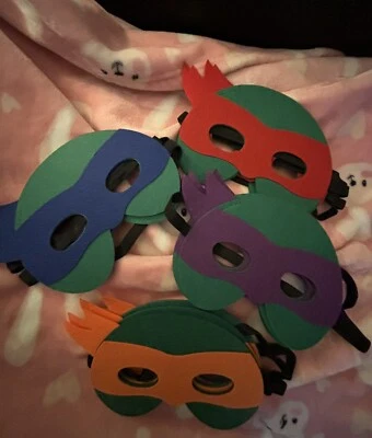 Lot 12 pcs Ninja Turtle Birthday Party Felt Masks, Party favors Blue Red Orange - Image 1 of 4