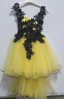 Yellow And Black Princess Dress For Girls, Wedding Party, Dance, Size 4 - Image 1 of 4