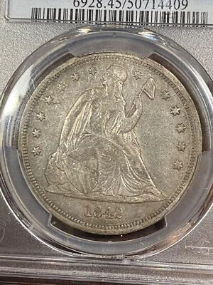 PCGS XF45 1842 SEATED LIBERTY DOLLAR NICE FOR THE GRADE - Image 1 of 3