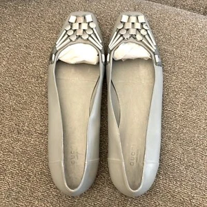 GUCCI SIGRID GRAY SILVER HARDWARE EMBELLISHED FLATS EU 40.5 US 10.5 - Bild 1 von 13
