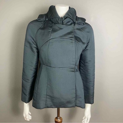 Valentino Spa giacca cappotto verde grigio taglia 10 lana trapuntata seta Italia