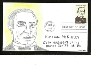 2218f 22c Stamp (1986) PRESIDENT WILLIAM MCKINLEY FDC HD/HP FROM C. WINSTON - Picture 1 of 1