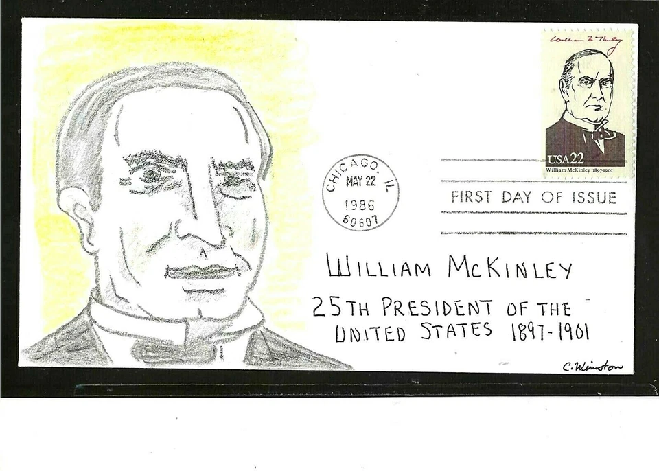 2218f 22c Stamp (1986) PRESIDENT WILLIAM MCKINLEY FDC HD/HP FROM C. WINSTON - Image 1 of 1