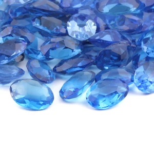 Lot (75) Czech vintage glass rhinestones sapphire blue oval 12x8mm - Picture 1 of 2