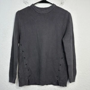 Zara Sweater Boys Size 10 Grey Knit Ribbed Goth Grunge Rivets Casual Pullover - Picture 1 of 6
