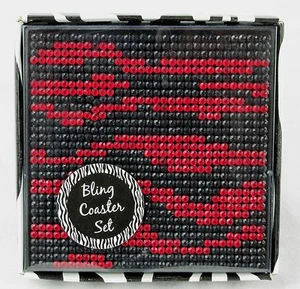 Juego de cuatro (4) pedrería rojos y negros de 4" x 4" nuevos en caja geniales - Imagen 1 de 5