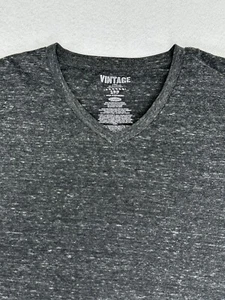 Vintage Mens V-Neck T-Shirt Dark Gray Heather Short Sleeve Size Small S - Picture 1 of 6