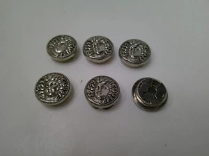 Set of 6 Silvertone Medusa Button Covers - Picture 1 of 1