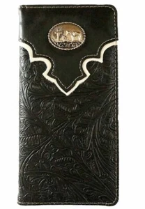Cross Praying Cowboy Mens Wallet Texas Western Bifold W089-33 Black - Picture 1 of 3