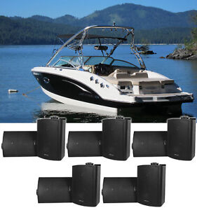10) Rockville HP5S Black 5.25" Marine Box Speakers with Swivel Bracket For Boats