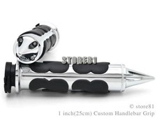 1" 25cm Harley & Custom Bikes Handlebar Grip Chrome - FLAMED SPIKE