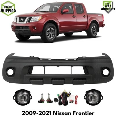 Front Bumper Cover Primed Plastic & Fog Lights Kit For 2009-2021 Nissan Frontier - Изображение 1 из 4