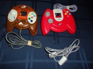 SEGA DREAMCAST PERFORMANCE NYKO RED ORANGE EXTENSION WIRED CONTROLLERS LOT 2 - Picture 1 of 6